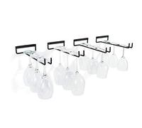 Wallniture Chiraz Lot de 4 supports muraux pour verres à pied en fer forgé Noir 27,9 cm