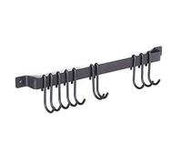 Wallniture Gourmet Rail de cuisine avec 10 crochets en fer forgé Noir 43 cm