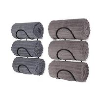Wallniture Lot de 2 Porte-Serviettes en Fer forgé - Fixation Murale Solide de qualité pour Salle de Bain - Assez Grand pour contenir des Serviettes de Bain enroulées Noir