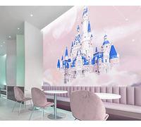 WALLPACL - Papier Peint Intissé - Dessin Animé Château - Chambre D'Enfants - Fille - Princesse - Contes de Fées - 300 x 210 cm - Rose - 60000 cm²