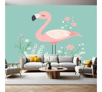 Wallpaper Papier Peint Panoramique Flamant rose de dessin animé Intissé Photo Mural 400x280 cm Moderne Poster Salon Chambre Mur de fond Chambre Enfants Bureau Décor Maison