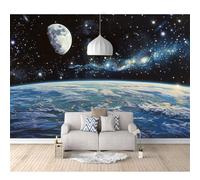 Wallpaper Peel and Stick - Earth, moon, starry sky, space 100x70cm Self-Adhesive Pvc Wall Art for Home Decor In Diverse Sizes with Hd Printing