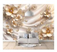 Wallpaper Peel and Stick - Floral beige golden butterfly 100x70cm Self-Adhesive Pvc Wall Art for Home Decor In Diverse Sizes with Hd Printing