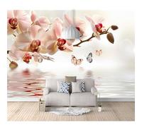 Wallpaper Peel and Stick - Pink flower butterfly reflection 100x70cm Self-Adhesive Pvc Wall Art for Home Decor In Diverse Sizes with Hd Printing