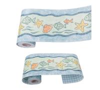 Wallpaper, Self Adhesive Removable Skirting Border Wall Trim Line with Cute Pattern Decorative 10m Length 10.6cm Width for Living Room(Blue)