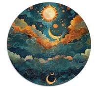 Wallpaper with A Yellow Sun 1000 Pieces Puzzles Ronds Puzzle Cadeaux Jeu D'Intelligence Puzzle DIY pour Adultes Et Enfants 1000pcs (67.5x67.5cm)