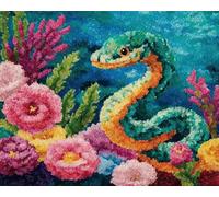 Wallphantom animal Kit de Tapis de Crochet à Point Noué,Des serpents et des fleurs,Coussin au Crochets à Loquet Bricolage,Modèle de couleur pré-imprimé,artisanat créatif Cadeaux,60x90cm