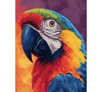 Wallphantom animal Kit de Tapis de Crochet à Point Noué Set,Perroquet coloré,Tapis à Point noué Loquet Bricolage,Nouer Création de Crocher pour Adultes,90x120cm