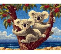 Wallphantom animal Kit Tricot Debutant Tapis Kit De Bricolage,Koala sur une branche,Pour Adultes Bricolage Artisanat Loquet Crochet Tapis Ensemble Tapisserie,90x120cm