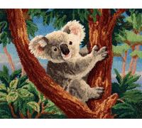 Wallphantom animal Kit Tricot Debutant Tapis Kit De Bricolage,Koala sur une branche,Pour Adultes Bricolage Artisanat Loquet Crochet Tapis Ensemble Tapisserie,90x120cm