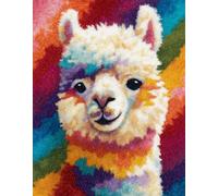 Wallphantom animal Latch Hook Rug Kits for Adults Kids Beginners,Alpaga coloré,Printed Crochet Non-Slip Mat,Rug Crochet Yarn Kit for Home Sofa Decoration,90x120cm