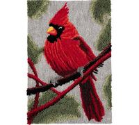 Wallphantom Animal Oiseau Kit de fabrication de tapis pour adultes,Oiseau rouge sur une branche,DIY Craft Latch Hook Rug Kit,Cushion Knitting Patterns Printed Decorations Home Gift,55x75cm