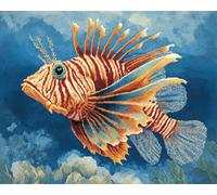 Wallphantom animal Tapis Kit Tricot Débutants,poisson-lion,Diy Latch Hook Rug,Kit De Crochet Fabrication De Tapis Avec Toile Imprimée,Décoration de La Maison Cadeau,90x120cm
