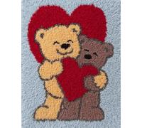 Wallphantom animaux de dessins animés Loquet Crochet Kits,Deux ours bruns amoureux,Tapis Broderie Point De Croix Canapé Coussin,Tapis à Point Noué Bricolage Décoration Intérieure,55x75cm
