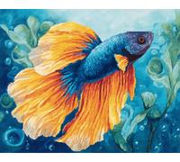 Wallphantom animaux marins Kit de Tapis de Crochet à Point,Betta,Noué di Coussin au Crochets à Loquet Bricolage,tapis noeud,artisanat créatif décoration d'intérieur,60x90cm