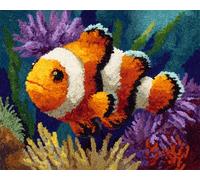 Wallphantom animaux marins Kit de Tapis de Crochet à Point Noué Set,poisson-clown,Tapis à Point noué Loquet Bricolage,Création de Crocher pour Adultes et Enfants,55x75cm