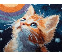 Wallphantom Beau ciel étoilé Kit de fabrication de tapis pour adultes,Animal chat mignon,DIY Craft Latch Hook Rug Kit,Cushion Knitting Patterns Printed Decorations Home Gift,60x90cm