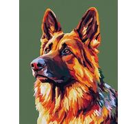 Wallphantom berger allemand Peinture par Numero Adulte,chien animal,Kit de Peinture à l'huile sur Toile Bricolage,Cadeau de Noël Décoration de La Maison,40x50cm avec cadre