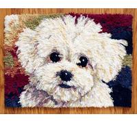 Wallphantom Chien animal Kit de crochet à loquet,chien blanc,Motif de tapis imprimé Pour enfants et adultes,Cadeau pour la famille,les amis - Travaux d'aiguille,80x160cm
