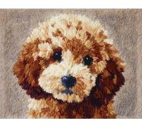 Wallphantom Chien animal Kit de fabrication de tapis pour adultes,Caniche mignon,DIY Craft Latch Hook Rug Kit,Cushion Knitting Patterns Printed Decorations Home Gift,60x90cm