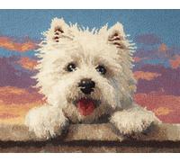 Wallphantom Chien animal Kit de fabrication de tapis pour adultes,chien blanc,DIY Craft Latch Hook Rug Kit,Cushion Knitting Patterns Printed Decorations Home Gift,90x120cm