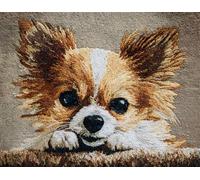 Wallphantom Chien animal Kit de fabrication de tapis pour adultes,Chien Chihuahua mignon,DIY Craft Latch Hook Rug Kit,Cushion Knitting Patterns Printed Decorations Home Gift,80x160cm