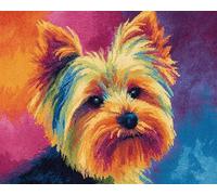 Wallphantom Chien animal Kit de tapis 3D Latch Hook,Yorkshire Terrier mignon,Kit de bricolage Tapis au crochet Pour débutants,Tapis en maille imprimée,Décoration d'intérieur Cadeau,60x90cm