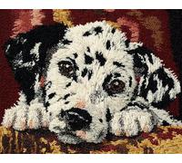 Wallphantom Chien animal Kit de Tapis à Crochet à Nouer Bricolage,chien dalmatien,Kit de Fabrication de Tapis pour Adultes Enfants,Point de Croix Décoration de La Maison,80x160cm