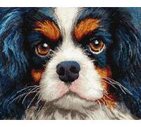 Wallphantom Chien animal Kit de Tapis à Crochet DIY pour Adultes et Enfants,Charles Spaniel,Point de Croix,Crochage à Bouton - Décoration de La Maison,90x120cm