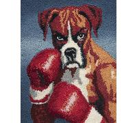 Wallphantom Chien animal Kit de Tapis à Crochet DIY pour Adultes et Enfants,Chien Boxer,Point de Croix,Crochage à Bouton - Décoration de La Maison,80x160cm