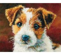 Wallphantom Chien animal Kit de Tapis à Crochet DIY pour Adultes et Enfants,Mignon Jack Russell Terrier,Point de Croix,Crochage à Bouton - Décoration de La Maison,55x75cm