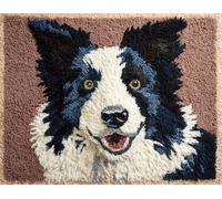 Wallphantom Chien animal Kit de Tapis Crochet à Nouer DIY pour Adultes et Enfants,Border Collie,Point de Croix,Fabrication de Tapis,Décoration de La Maison Cadeaux,90x120cm