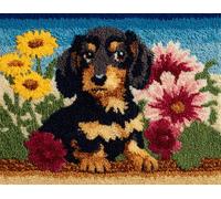 Wallphantom Chien animal Kit de Tapis Crochet à Nouer DIY pour Adultes et Enfants,Caniche mignon,Point de Croix,Fabrication de Tapis,Décoration de La Maison Cadeaux,80x115cm