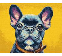 Wallphantom Chien animal Kit de Tapis de Crochet à Point Noué Set,Bouledogue français,Tapis à Point noué Loquet Bricolage,Création de Crocher pour Adultes et Enfants,55x75cm