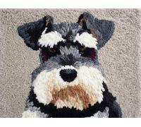 Wallphantom Chien animal Kit de Tapis de Crochet à Point Noué Set,Schnauzer,Tapis à Point noué Loquet Bricolage,Nouer Création de Crocher pour Adultes,55x75cm