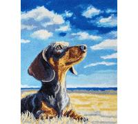 Wallphantom Chien animal Kit Tapis Point Noué à Faire,Teckel mignon,Tapis Noué à Nouer Soi-Même Kits pour Adultes Débutants - Latch Hook Kit de Tapisserie,52x38cm