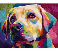 Wallphantom Chien animal Latch Hook Rug Kit,Labrador Retriever,Printed Canvas Rug Latch Hook Kits,DIY Home Decor,Handmade Needlework Crafts for Adults Beginners,80x115cm