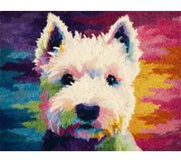 Wallphantom Chien animal Latch Hook Rug Kits for Adults Kids Beginners,West high white ground terrier,Printed Crochet Non-Slip Mat,Rug Crochet Yarn Kit for Home Sofa Decoration,60x90cm