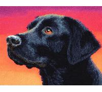 Wallphantom Chien animal Tapis Kit Tricot Débutants,Labrador noir,Diy Latch Hook Rug,Kit De Crochet Fabrication De Tapis Avec Toile Imprimée,Décoration de La Maison Cadeau,55x75cm