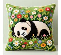 Wallphantom Coussin brodé au point de croix,Panda dormant dans les fleurs,Coussin Point de Croix pour Canapé/Lit,Décoration Maison,Coussins à Broder,45x45cm