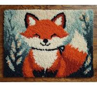 Wallphantom DIY Craft Latch Hook Rug Kit,adorable renard,Latch Hook Kits for Adults,Printed Unfinished Rug DIY Crochet Christmas Rug Making,60x90cm