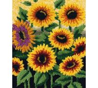 Wallphantom DIY Craft Latch Hook Rug Kit,Fleur de tournesol,Latch Hook Kits for Adults,Printed Unfinished Rug DIY Crochet Christmas Rug Making,55x75cm