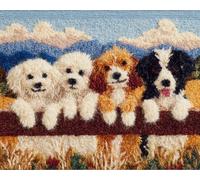Wallphantom DIY Craft Latch Hook Rug Kit,Un groupe de chiens couchés sur la clôture,Latch Hook Kits for Adults,Printed Unfinished Rug DIY Crochet Christmas Rug Making,80x115cm