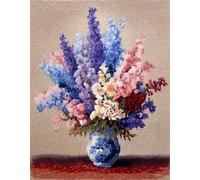 Wallphantom fleurs Kit Tapis Point Noué à Faire,Vase violet,Kits de Crochet de Loquet,Tapis De Sol Kit De Broderie,Noué à Nouer Soi-Même Kits pour Adultes,55x75cm