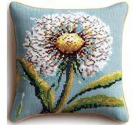 Wallphantom Kit Coussin Point de Croix 45x45cm,fleurs de pissenlit