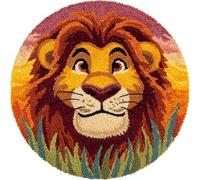 Wallphantom Kit Crochet Debutant Complet,Lion animal,Diy Craft Latch Hook Rug De Broderie,Latch Hook Tapis Pour Adultes,Craft Kits Décoration,50x50cm