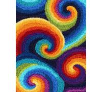Wallphantom Kit Crochet Debutant Complet,Motifs abstraits colorés,Diy Craft Latch Hook Rug De Broderie,Latch Hook Tapis Pour Adultes,Craft Kits Décoration,55x75cm