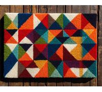 Wallphantom Kit Crochet Debutant Complet,Triangles géométriques colorés,Diy Craft Latch Hook Rug De Broderie,Latch Hook Tapis Pour Adultes,Craft Kits Décoration,80x115cm