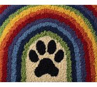 Wallphantom Kit de fabrication de tapis pour adultes,Arc-en-ciel et empreintes de pattes de chien,DIY Craft Latch Hook Rug Kit,Cushion Knitting Patterns Printed Decorations Home Gift,52x38cm