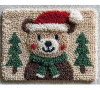 Wallphantom Kit de fabrication de tapis pour adultes,Ours de Noël en dessin animé animal,DIY Craft Latch Hook Rug Kit,Cushion Knitting Patterns Printed Decorations Home Gift,90x120cm